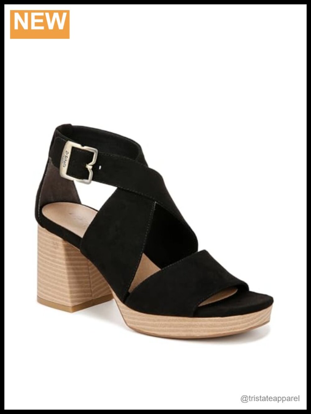 Maya Block Heel Sandal with Faux Leather & Ankle Strap